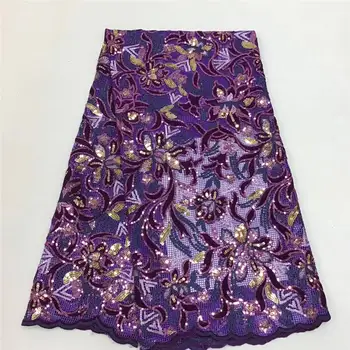

2020 New African Sequins Lace Fabric Net Fabric Swiss Voile Lace High quality France Tulle Mesh Lace fabric For Party Dress