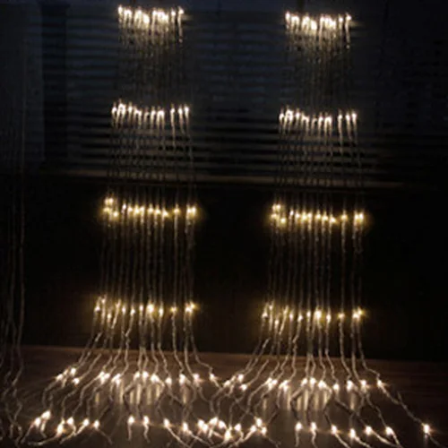 Тёплый белый 3*3 м 320 светодиодный водостойкий светильник-гирлянда с изображением водостойкого метеоритного дождя, Рождественская Свадебная гирлянда - Испускаемый цвет: Тёплый белый