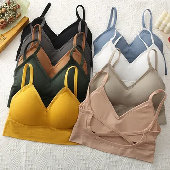 

Women Tank Crop Top Seamless Underwear Female Crop Tops Sexy Lingerie Intimates With Removable Padded Camisole