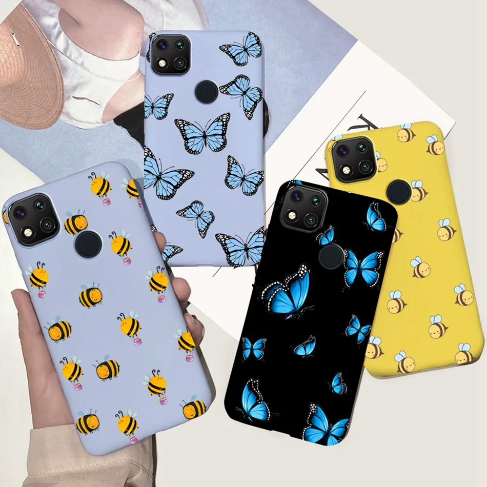 Sunflower Painted Soft Silicone Phone Case For Xiaomi Redmi 9C NFC 9 C 9A Case Butterfly Back Cover For Redmi 9A 9C 9 a Bumper
