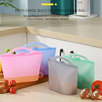 

1500ML Silicone Food Storage Bag Containers Reusable Freezer Bag Leakproof Top Ziplock Silicone Bags Kitchen Organizer Pouch