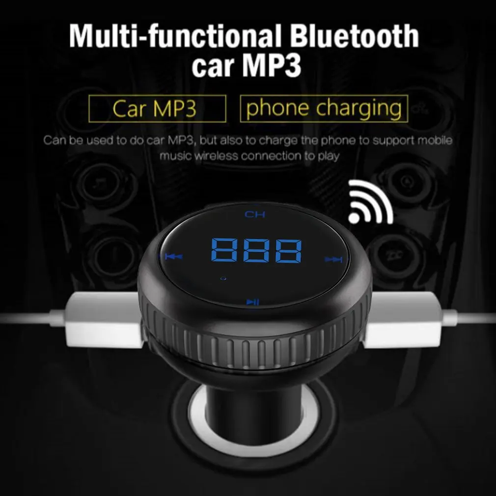 LESHP беспроводной в автомобиль громкой связи Bluetooth fm-передатчик радио адаптер автомобильный комплект с пультом дистанционного управления черный