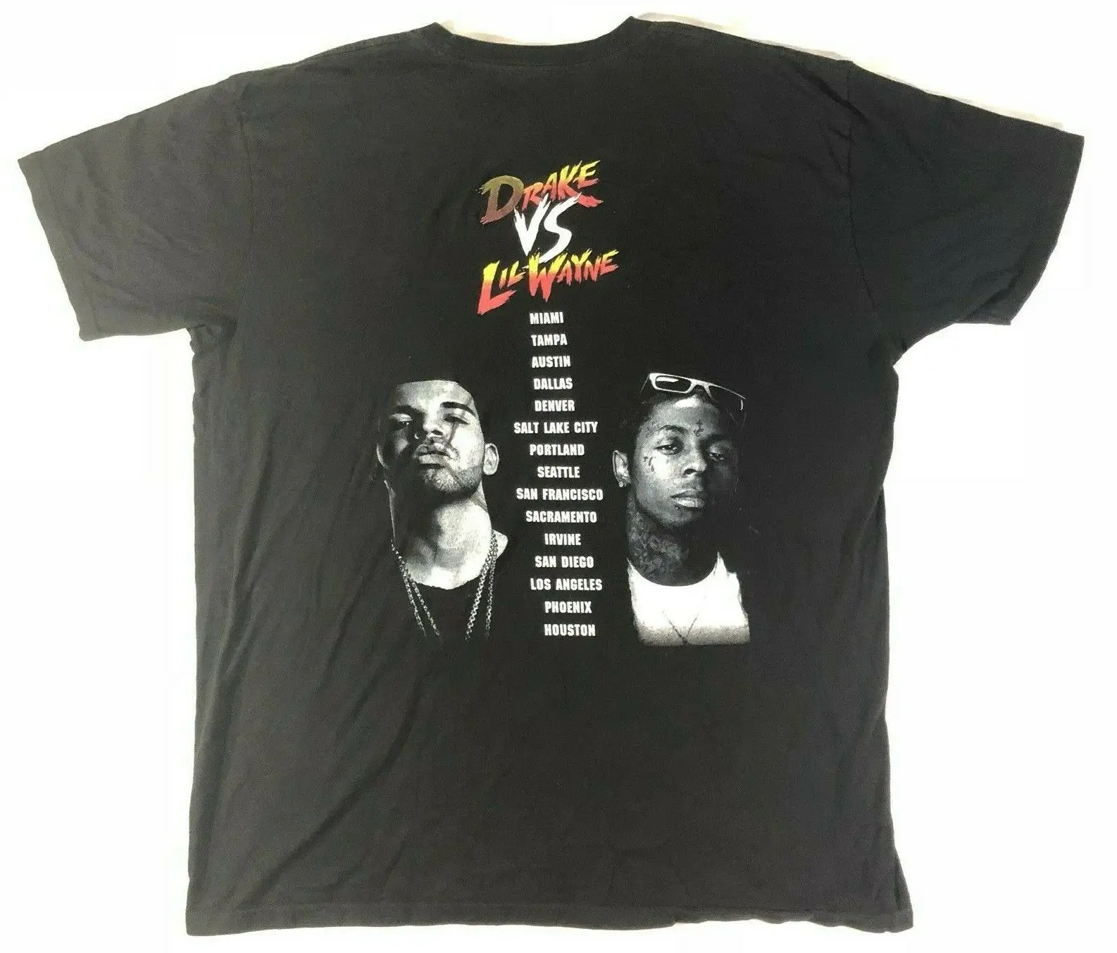 Drake VS Lil Wayne 2014 Concert Streetfighter Black T Shirt Size Xlarge Rap Tee Summer |