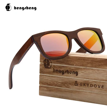 

SKYDOVE Skatebroad Square Wood Frame Sunglasses 2020 Fashion Sunglasses Men Driving Sun Glasses Men Polarized
