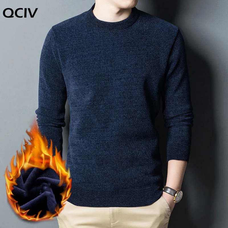 Suéter de Boutique de otoño e invierno para hombre, suéter de parte baja holgada con cuello redondo, además de suéter cálido de chenilla gruesa de terciopelo
