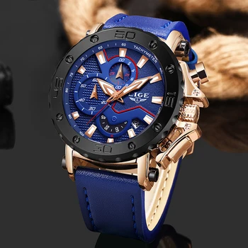 

LIGE 2019 New Men Top fashion Business Date Chronograph Waterproof Quartz Watch Men's Outdoor Sports Watches Relogio Masculino