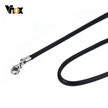 

Vnox Classic Black Leather Rope Chain for Men Women Basic Link Chain Casual Unisex Jewelry Accessory
