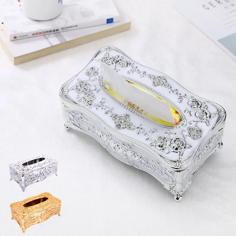 Acrylic Tissue Box Cover European Style Gift KTV Cars Table Tissue Boxes Holder Luxury 2 Colors Large Volume Desktop Office