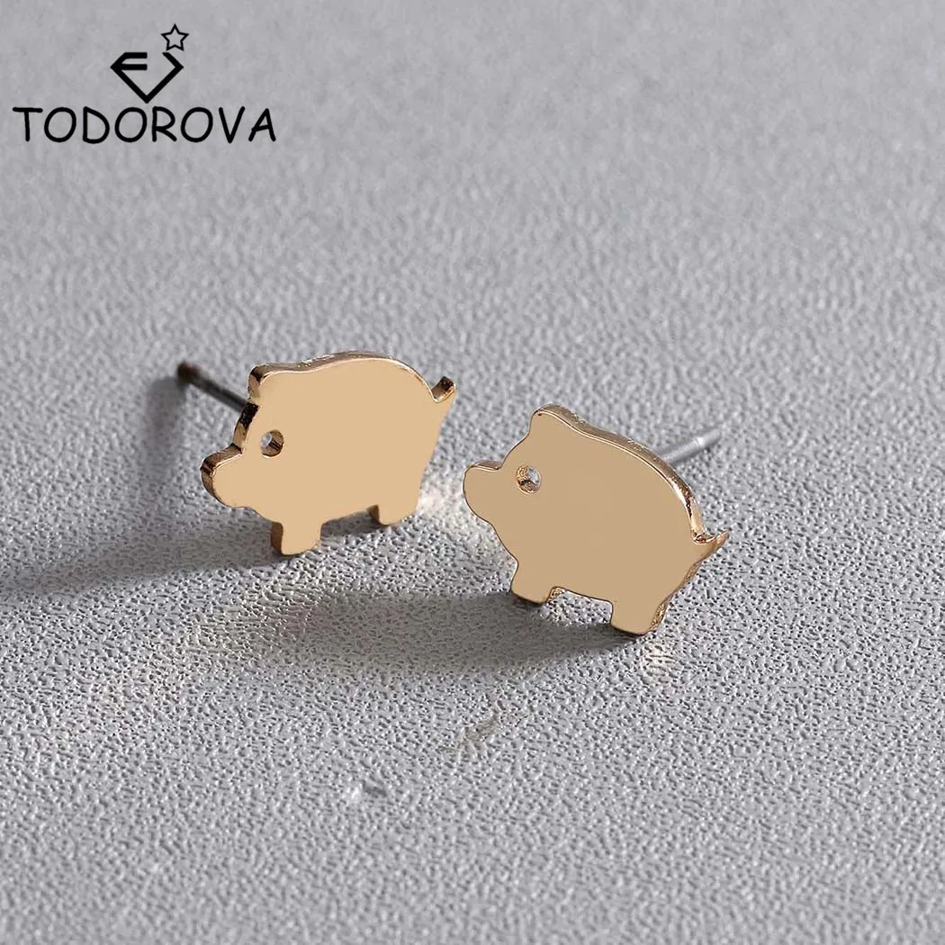 Todorova милые маленькие женские серьги с поросенком Brincos гвоздики для маленьких