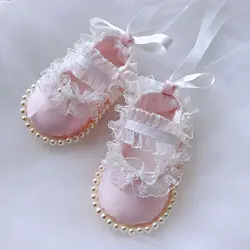 Chaussures de princesse pour nouveau né, avec perles et diamants, faites à la main, pour bal de promo, semelle souple, forées à la main 