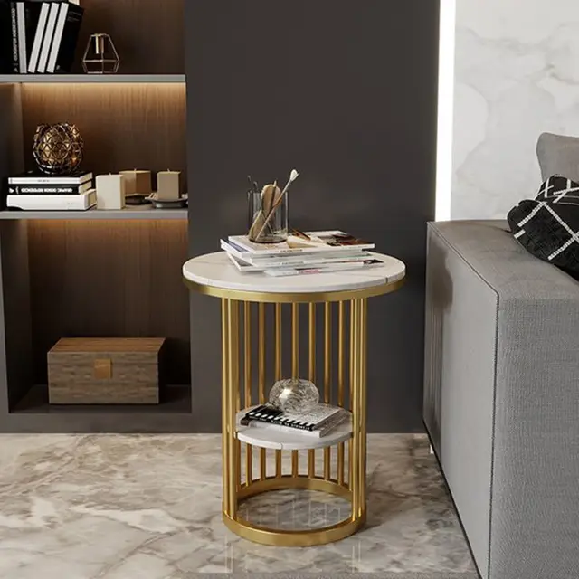 Modern minimalist light luxury wrought iron round Side table 1