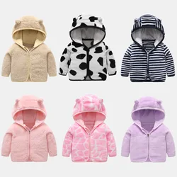 Primavera outono das crianças casaco de lã manga longa com capuz jaqueta crianças meninos meninas roupas dos desenhos animados com zíper superior com capuz roupas casuais