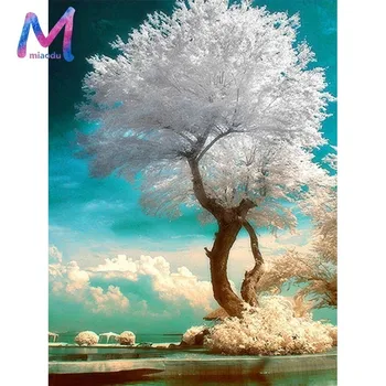 

MIAODU Full Drill Square 5D Diamond Painting Landscape Diamond Embroidery Tree Picture Of Rhinestone Decoration Home