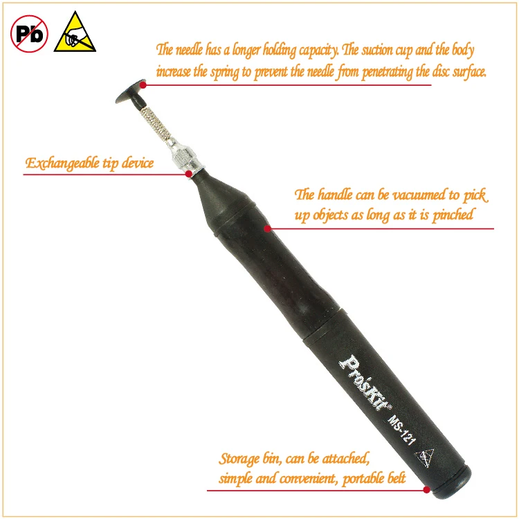 Портативный простой тип вакуумная ручка всасывания Pro'sKit MS-121 антистатическая для 50 г SMD сосание ручка пайка Rework ручные инструменты