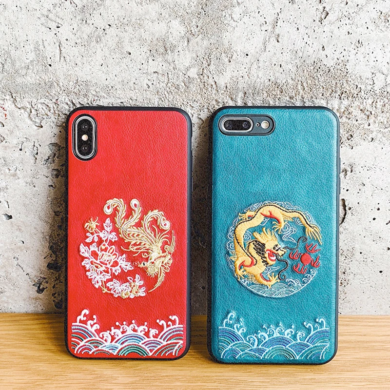 Китайский стиль драконы phoenixes кожаный текстурный чехол s для iPhone 11 11Pro Max X XR XS Max чехол для iPhone 6 6s 7 8 11 Plus чехол