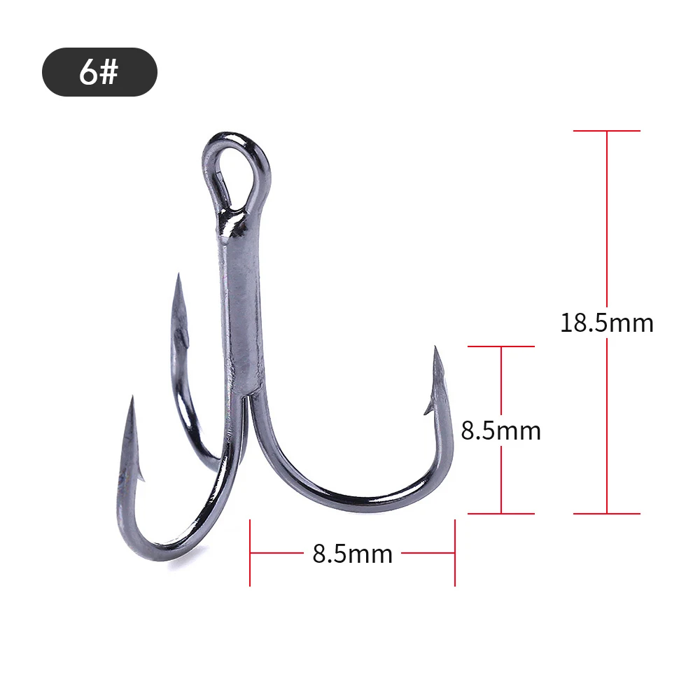 Silver 20 штук тройные Крючки 4#/6#/8#/10# Высокоуглеродистая сталь колючие рыболовные крючки - Цвет: Silver