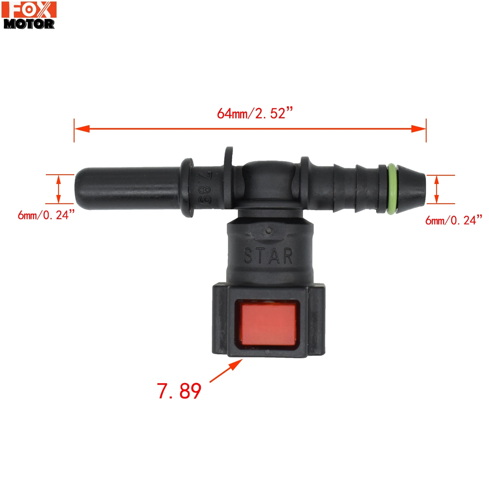 7.89 ID6 T-Type Coupling Fuel Line Hose Quick Connect Connector Plastic Pipe Injector for Car Plastic Pipe Fuel Pipes Fitting fuel line connector,hose coupler