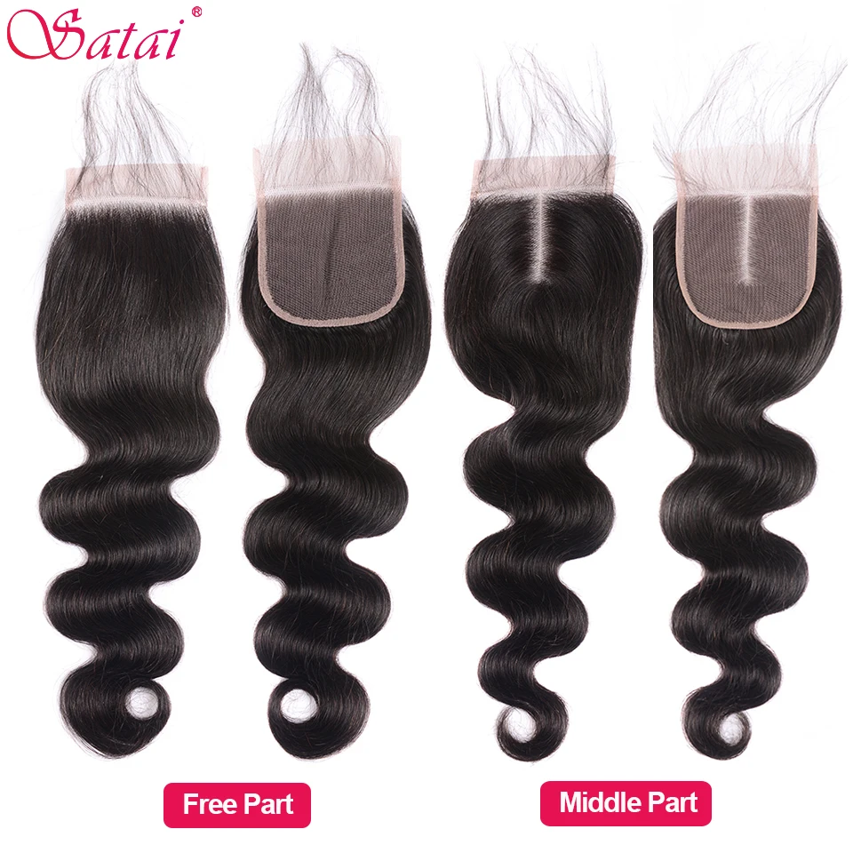 Satai волосы для наращивания тела волнистые пучки с бразильские волосы с закрытием пучки плетения человеческие волосы пучки с закрытием remy волосы