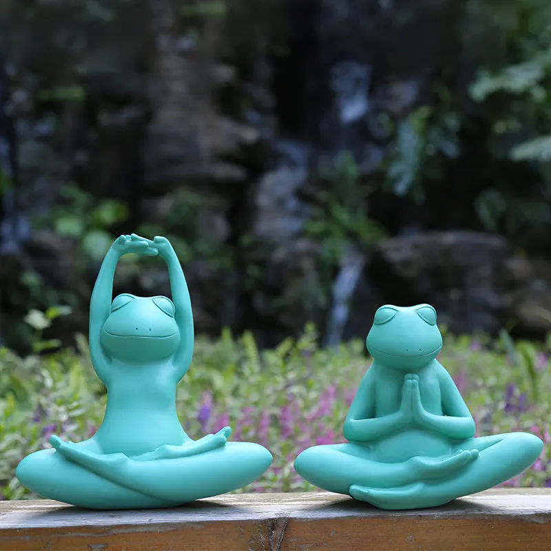Pastoral Garden Simulation Animal Creative Resin Yoga Frog Statue Outdoor Accessories Decor Courtyard Villa Figurines Crafts Art | Дом и сад