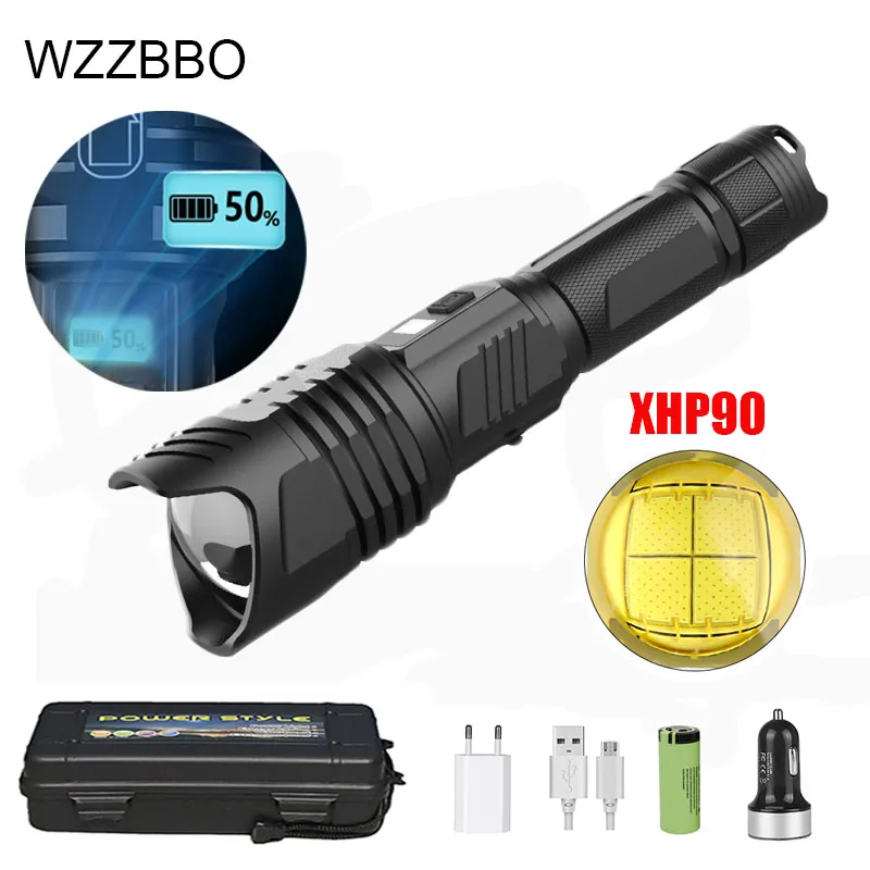 

Super Bright Xhp90 Powerful Led Flashlight Torch Tactical Flashlight Usb Rechargeable Flash Light 18650 26650 Led Lantern