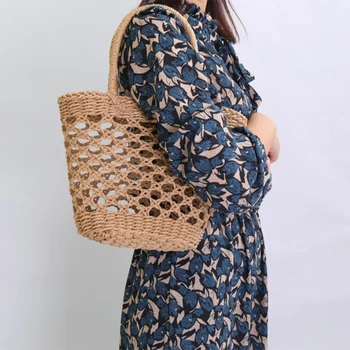 

LJL-Portable Hollow Woven Female Bag Beach Bag Pure Handmade Fashion Straw Bag