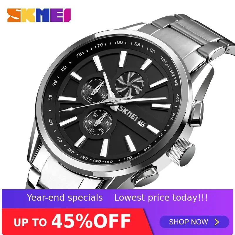 Мужские водонепроницаемые спортивные часы со стальным браслетом 9175|Кварцевые