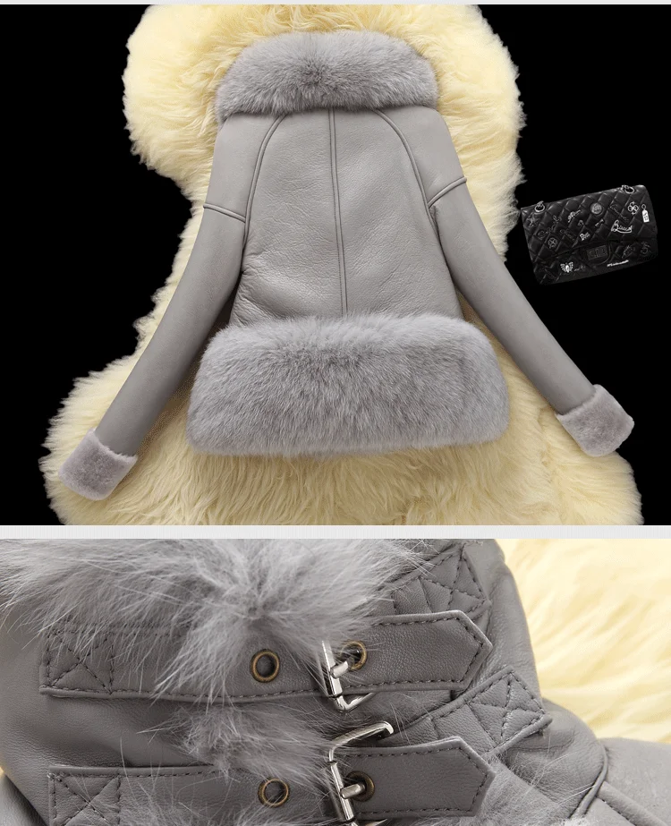 Maylofuer Россия мода Натуральная кожаная куртка из овчины для женщин из натурального меха лисы и тонкой шубы на зиму