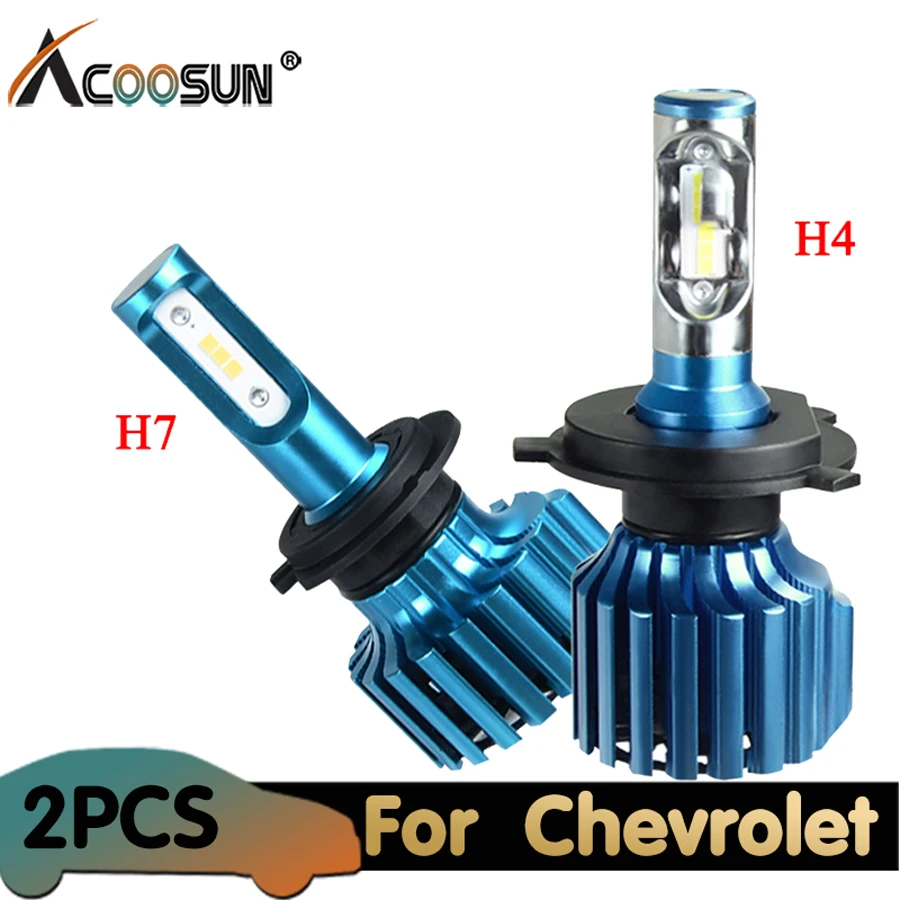 2 шт. Автомобильные светодиодные лампы H7 12 В CSP 6500K лм 72 Вт H4 H11 H1 для Chevrolet