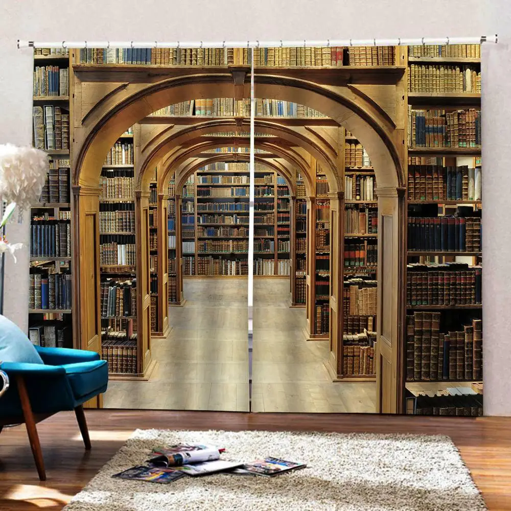 Custom Bookshelf Curtains Creative Home Interior Bedroom Living Room Curtain Hotel Decorative Curtain