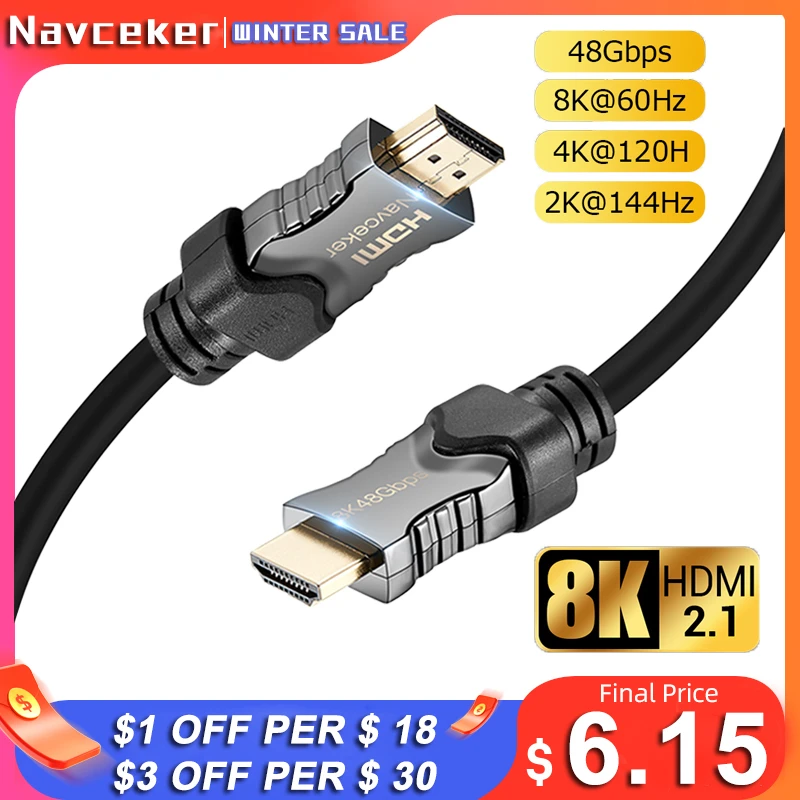 Cables HDMI 4K 2022, 8K, 48Gbps, 2,1, Cable auricular Cabo HDMI 2,1, UHD, dinámico HDR, HDMI 2,1