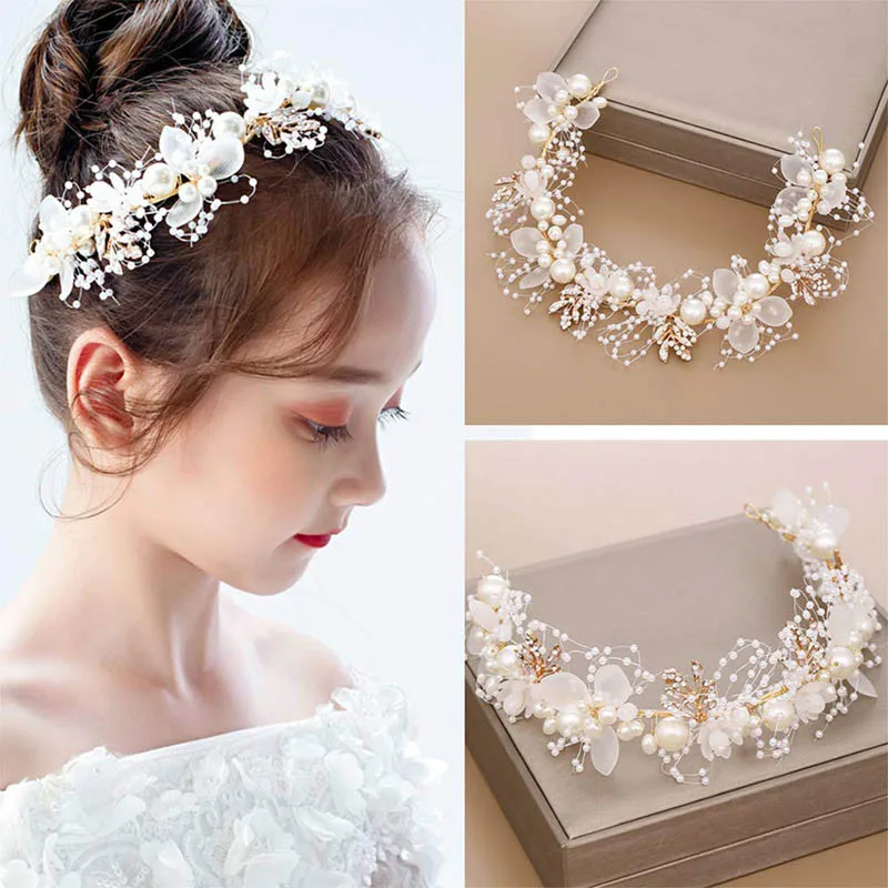 Bride Handmade Wedding Hair Acceorie Crown Floral Crytal Pearl Hair,I