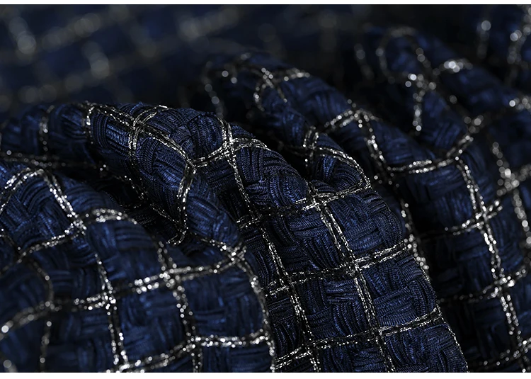 Осень зима Кристалл синий плед Мягкая твидовая ткань для пальто юбка Базен riche getzner tissu telas tissus stoffen tecido