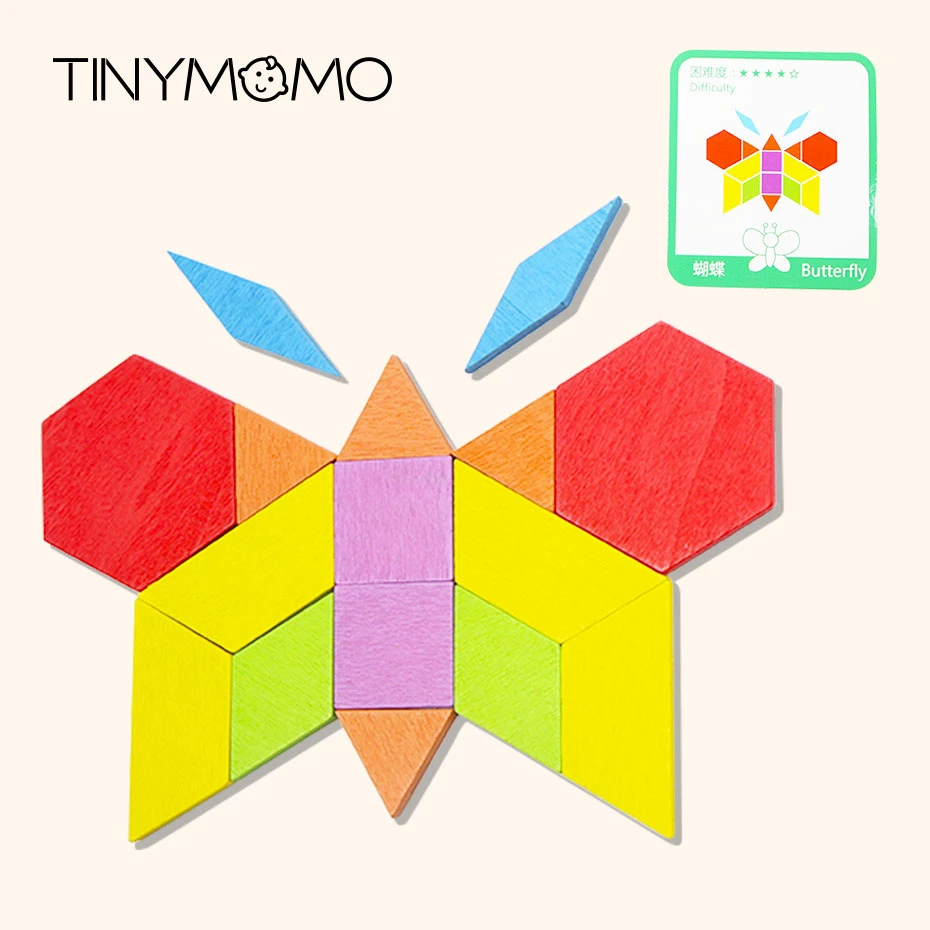 Пазлы для детей детские деревянные пазлы Tangram развивающие игрушки Монтессори