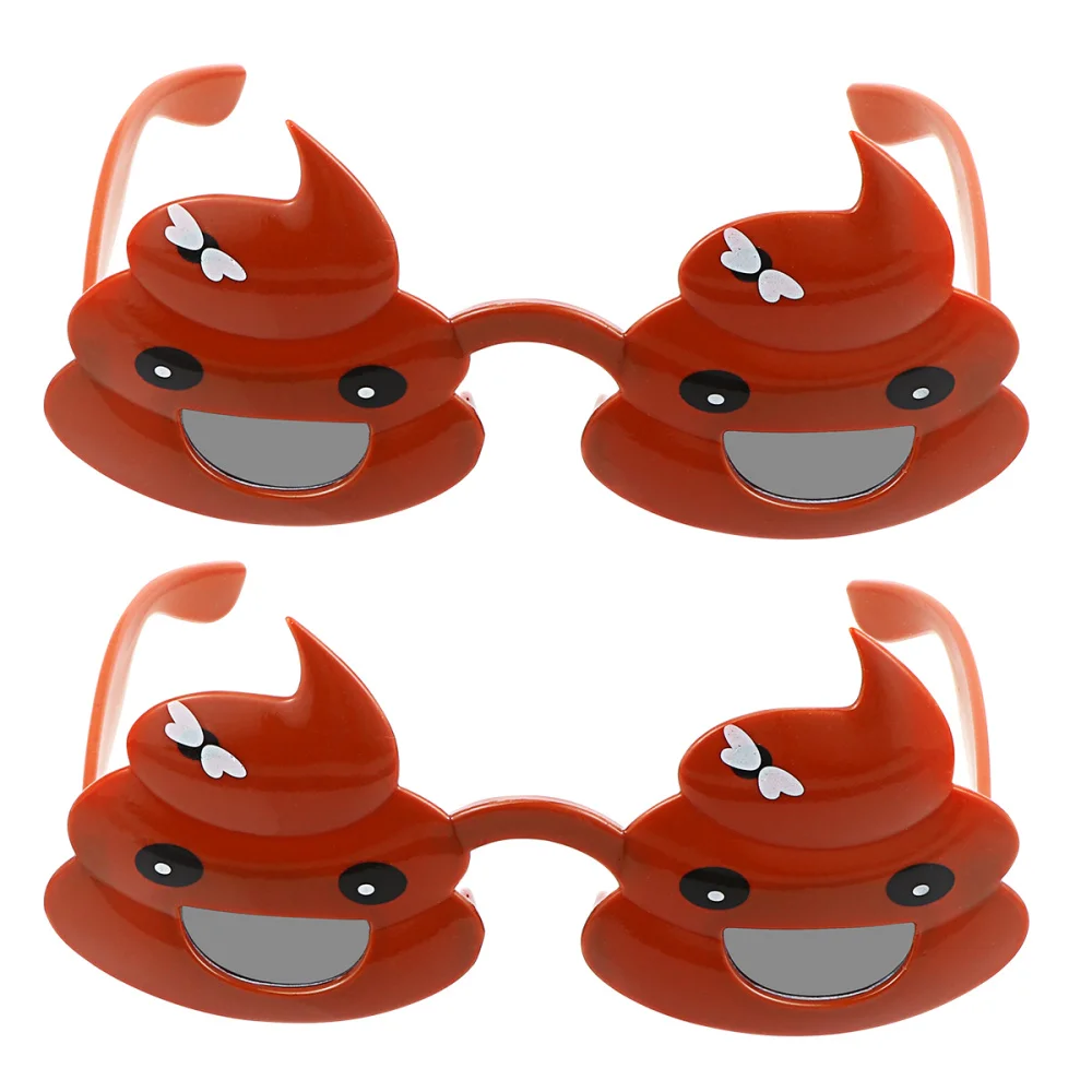 

2pcs Photo Props Glasses Poo Shaped Eyeglasses Trick Props for Parties (Brown)