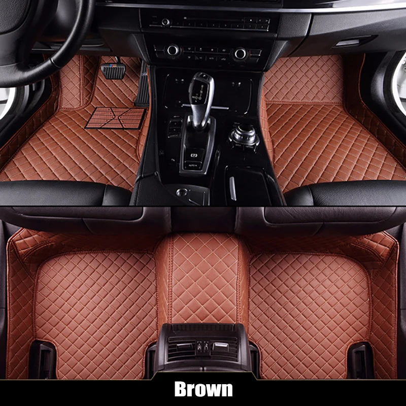 Кожаный Автомобильный Ковер, автомобильные коврики для Volkswagen Golf 7 Mk7 Hatch 2013- passat B3 B4 B5 B6 на заказ - Название цвета: Brown