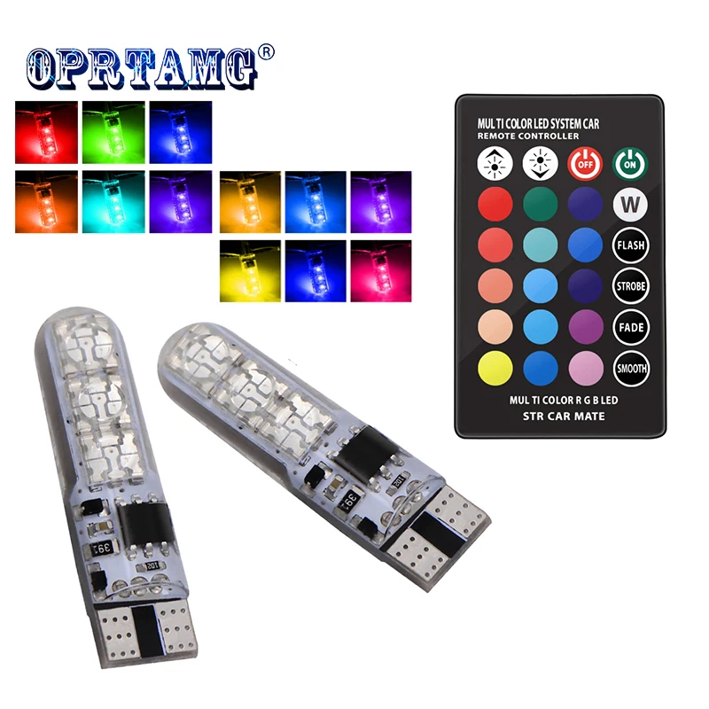 2 шт. RGB T10 W5W светодиодный 194 168 5050 SMD автомобильный купольный свет для чтения