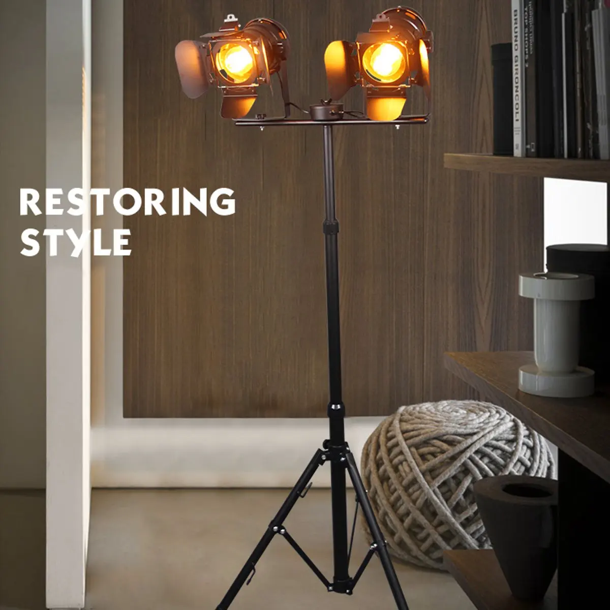 

E27 Iron Tripod Floor Lamp Vintage Bedroom Reading Tripod Spotlight Decoration Home Fixture Retro Industrial Style Lighting
