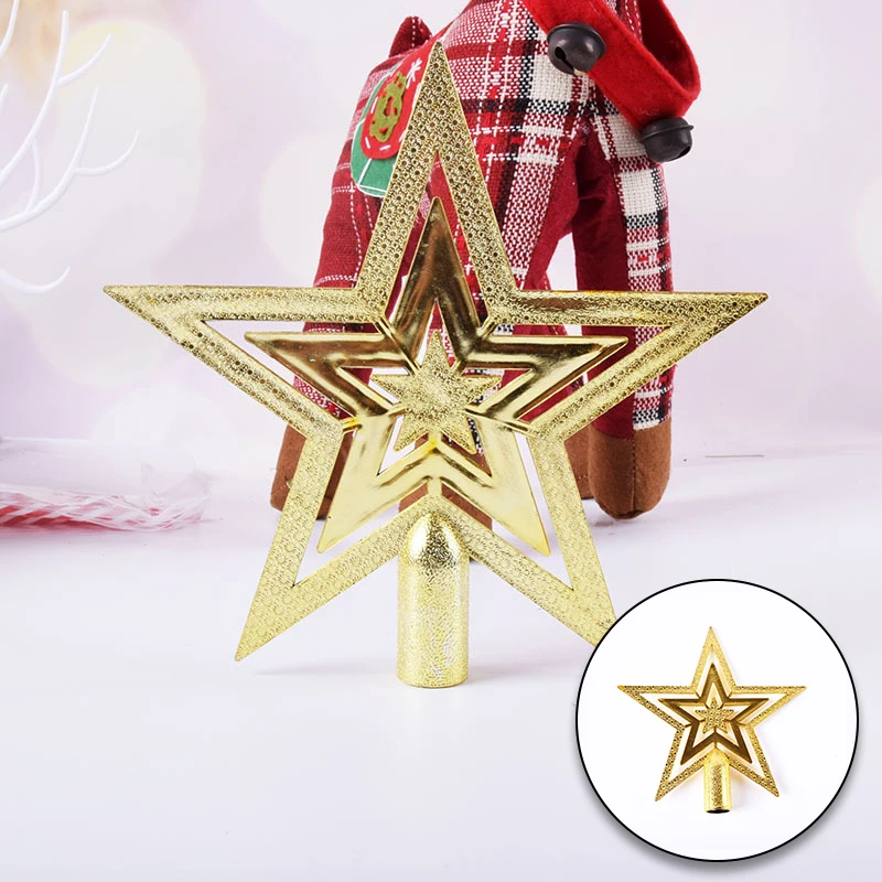 Christmas Tree Decoration Christmas Star Decoration 1pc Gold Silver Red Star Christmas Tree Top Star 3D Five-point Christmas Home Table Topper Xmas Decoration Merry