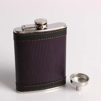 

Set 5 in 1: flask 240 ml, flask with key ring 30 ml, funnel, 2 glasses, purple, 18x25 cm 268645