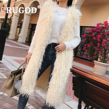 

RUGOD Winter Autumn New Style Thicken Solid Color Long Vest Jacket Women Beach Wool Sleeveless Top Woman Fashion 2019