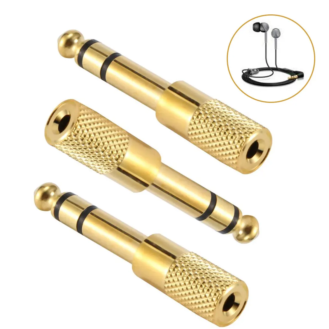 

Headphone Jack Adapter Plug Stereo Audio 3.5mm Mini Female to 6.5mm 1/4 Male