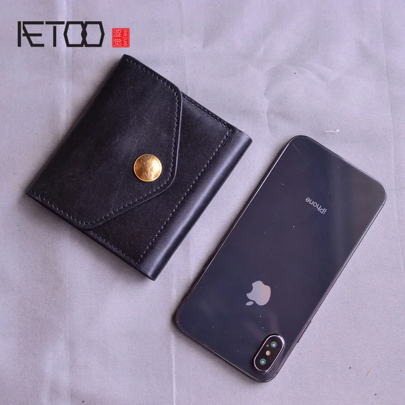 

AETOO Vintage leather men's wallets, casual men's wallets, first layer cowhide youth coin purse