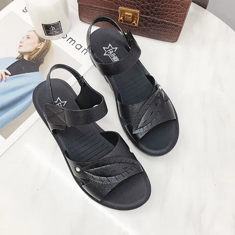 

ZZPOHE 2020 summer new women's sandals wedge comfortable soft bottom non-slip middle-aged and elderly mother sandals