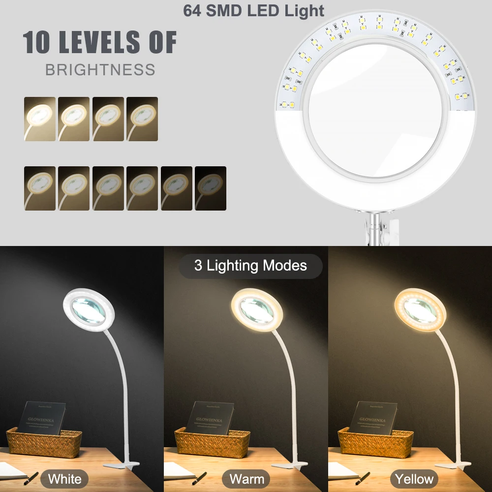 LENTE DI INGRANDIMENTO DA TAVOLO LAMPADA A LED 2X 5X FLESSIBILE