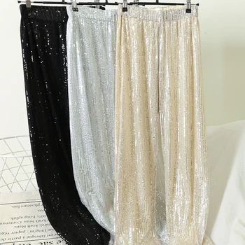 

2020 Women Sequins Pants Bling Bling Shiny Women Straight Trousers Femme Sequins Pants