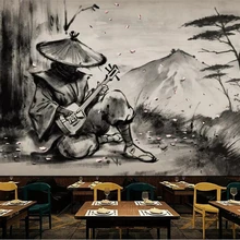 Обои на заказ, фреска, самурайская серия, черный и белый ukiyoe warrior lahu, ресторанный инвентарь, бар, 3D фоновая стена