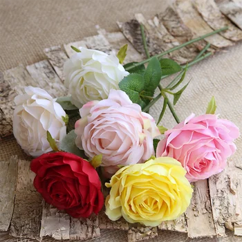 1 pcs Melaleuca Rose Fake Silk Rose Flowers Wedding Bride Flower Party Artificial Flowers for Garden Office Home Decoration