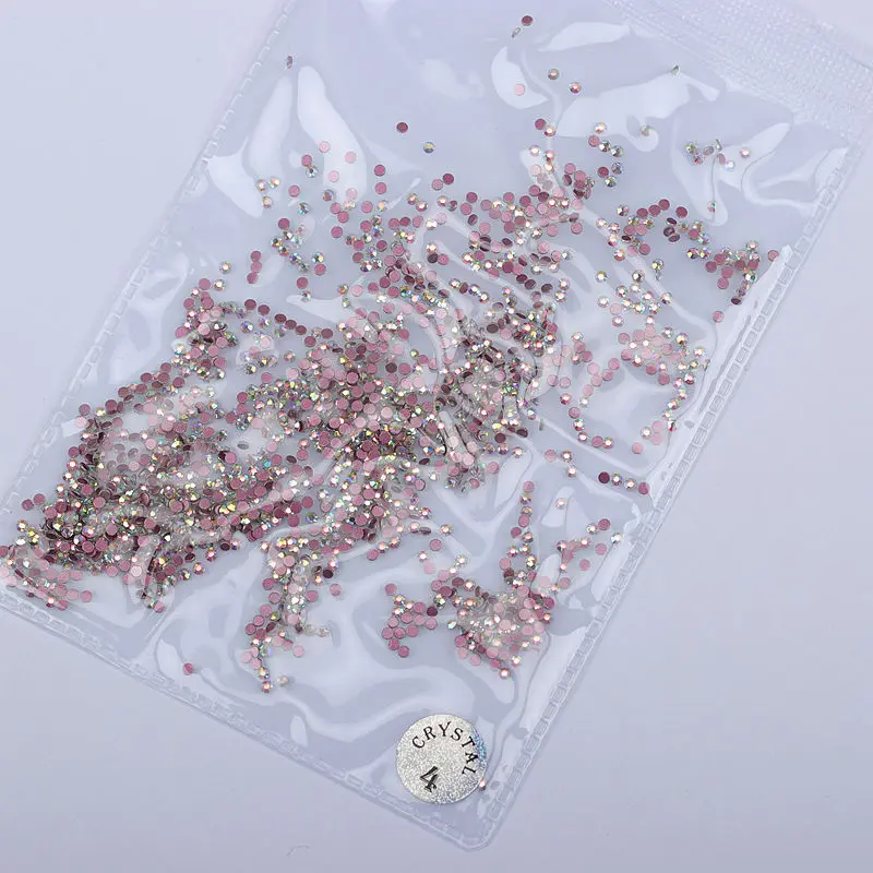 AB ss4 1.6mm 1440 pcs ss3-ss20 manicure jewelry hot red bottom drill glass white AB color size mixed flat bottom rhinestone - Цвет: AB ss4 1.6mm