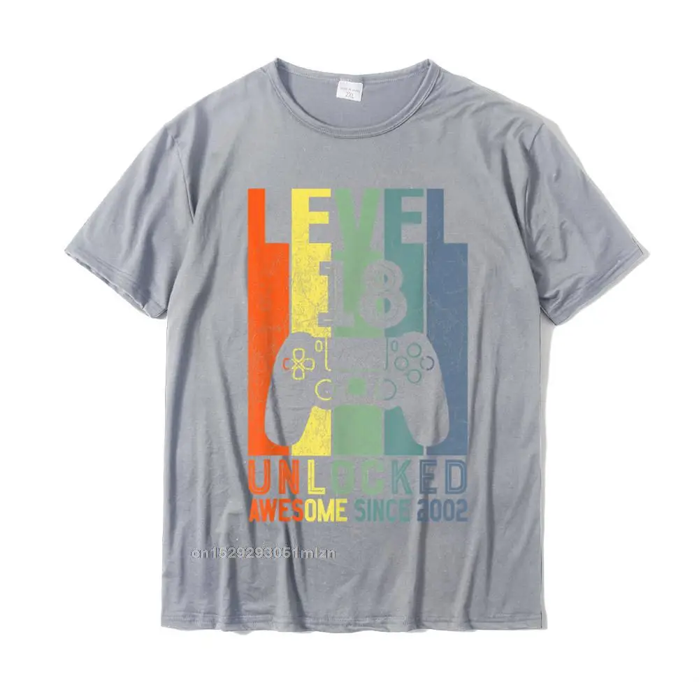 Simple Style 2021 Discount Short Sleeve Fitness Tight Tshirts 100% Cotton Fabric O-Neck Men Tops T Shirt Tshirts Summer Fall Level 18 Unlocked Awesome Since 2002 18 Birthday Gift T-Shirt__3739 grey