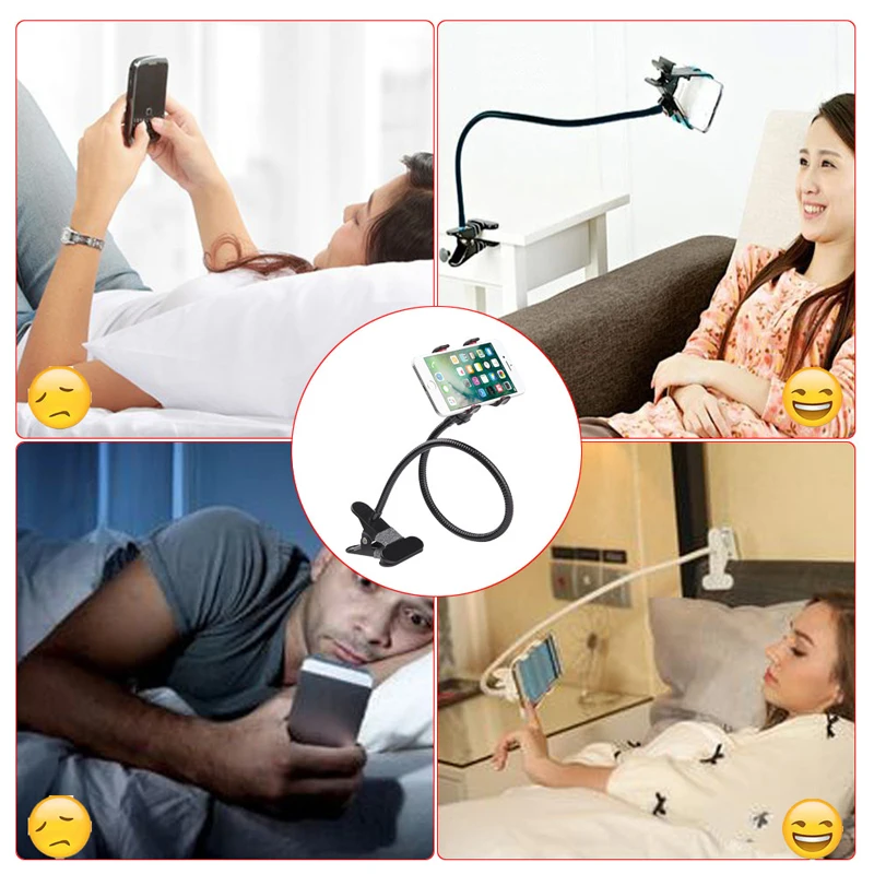  Metal Strong Lazy Holder Long Arm Flexible Bed Lazy Bracket Desk Phone Holder for iPhone Desktop Mo